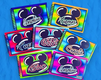 Multi Color Disney Autograph Book - Personalized Disney Autograph Book - Mickey or Minnie Mouse Hats - Your choice - 4"x6" Book - 25 pages