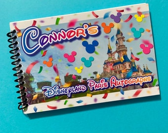 Personalized Disney Autograph Book - Disneyland Paris Autograph Book - Eiffel Tower - Mickey Mouse Castle Autograph Book