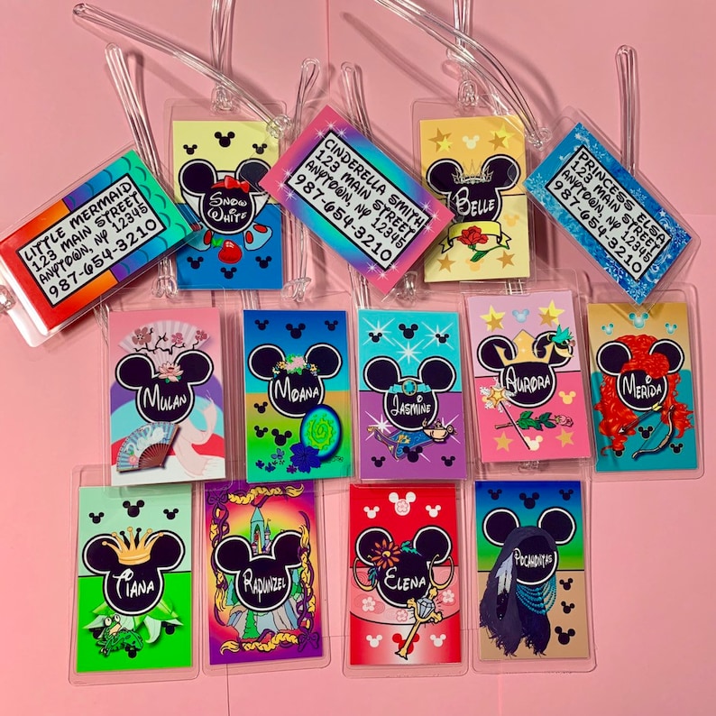 Disney Luggage Tag Personalized Disney Princess Luggage Etsy