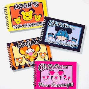 Winnie the Pooh Autograph Book - Mickey Book - Tigger Autograph book - Piglet book - Eeyore Autograph Book- 25 Pages - 4x6” - Trip Reveal