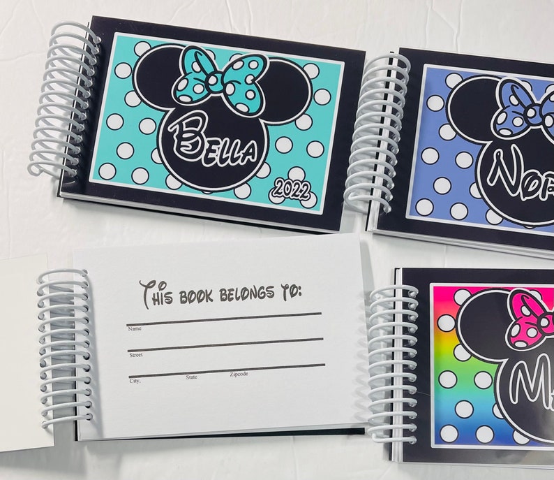 Disney Autograph Book Personalized Mickey or Minnie Mouse Designs With and Without the Bow Your choice 4x6 Book 25 pages image 2