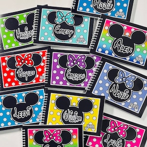 Disney Autograph Book Personalized - Mickey or Minnie Mouse Designs - With / Without the Bow - Your choice - 4&quot;x6&quot; - 25 pages - trip reveal