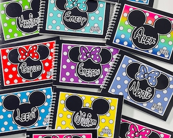 Disney Autograph Book Personalized - Mickey or Minnie Mouse Designs - With and Without the Bow - Your choice - 4"x6" Book - 25 pages