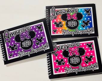 Disney Autograph Book - 4"x6" Polka Dot Mickey Mouse - Your choice of book Color - Free Personalization