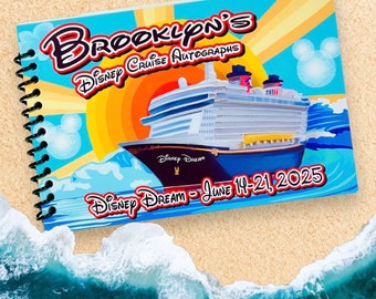 Personalized Disney Cruise Autograph Book - All ships!  4"x6" size! 25 Blank White Card Stock Pages