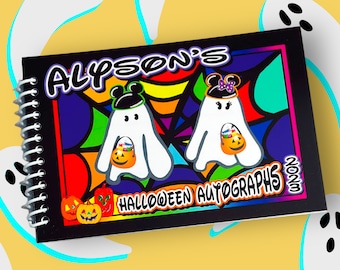 Personalized Disney Halloween Autograph Book – Mickey and Minnie Ghosts