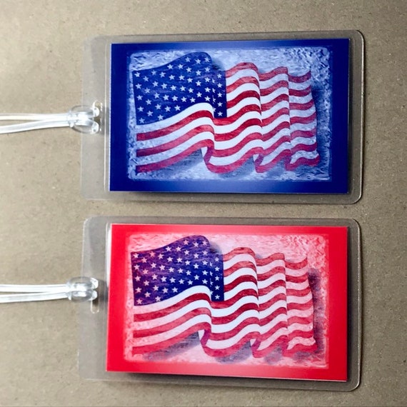 american flag luggage tag