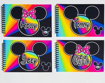 RAINBOW Disney Autograph Book Personalized - Mickey or Minnie Mouse - With/ Without the Bow - Rainbow Prism Book - 4"x6" Book - 25 pages