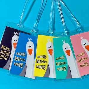 DISNEY Luggage Tags MINE Finding Nemo Luggage Tag  Laminated 10mil- Personalized for Free - Mine Mine Mine - Assorted Colors - 1 Seagull tag