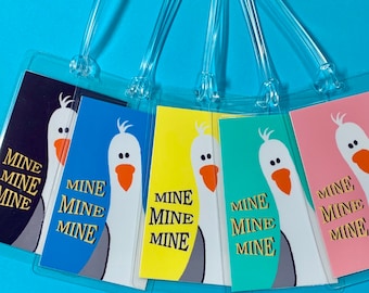 DISNEY Luggage Tags MINE Finding Nemo Luggage Tag  Laminated 10mil- Personalized for Free - Mine Mine Mine - Assorted Colors - 1 Seagull tag