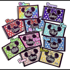 Faux Glitter Design - Disney Autograph Book Personalized - Mickey or Minnie Mouse Designs - With and Without the Bow - 4&quot;x6&quot; Book - 25 pages