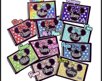 Faux Glitter Design - Disney Autograph Book Personalized - Mickey or Minnie Mouse Designs - With and Without the Bow - 4"x6" Book - 25 pages