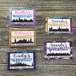 Bachelorette Party Luggage Tags - Personalized - Girls Weekend - Girls Trip - Bridesmaid Gifts - NY - New Orleans - Nashville - Chicago