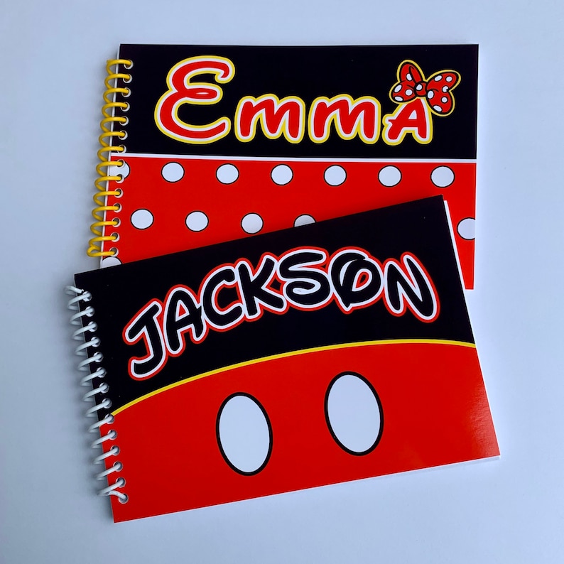 Personalized Disney Autograph Book Minnie or Mickey Mouse Book Polka Dots Disney Albums Custom Books 4x6 inch book 25 Blank Page image 1