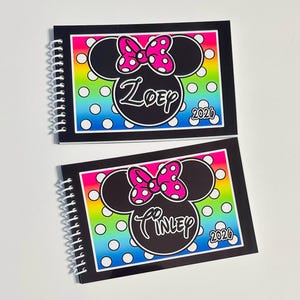 Disney Autograph Book Personalized - Mickey or Minnie Mouse Designs - With / Without the Bow - Your choice - 4"x6" - 25 pages - trip reveal afbeelding 2