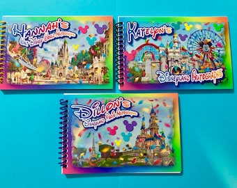 Personalized Disney Autograph Book - Choice of Disneyland Paris, Disneyland CA or Walt Disney World Style - 4x6 inch book with 25 Pages