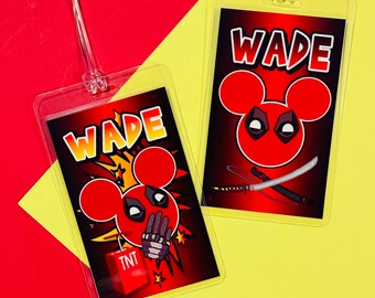 Deadpool Inspired Mickey Luggage Tag - Super Hero Trip Reveal
