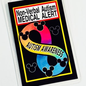 1 Disney themed Autism Awareness Infinity Luggage Tag - Medical Alert tag - Choice Loop or Safe Breakaway Lanyard - Infinity Neurodivergent