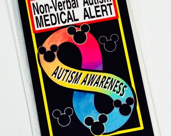 1 Disney themed Autism Awareness Infinity Luggage Tag - Medical Alert tag - Choice Loop or Safe Breakaway Lanyard - Infinity Neurodivergent