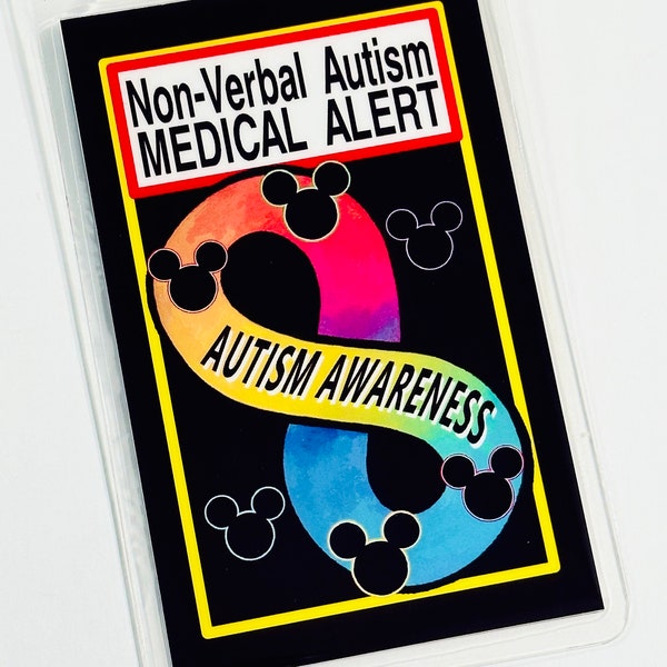 1 Disney themed Autism Awareness Infinity Luggage Tag - Medical Alert tag - Choice of Loop or Safe Breakaway Lanyard - Infinity