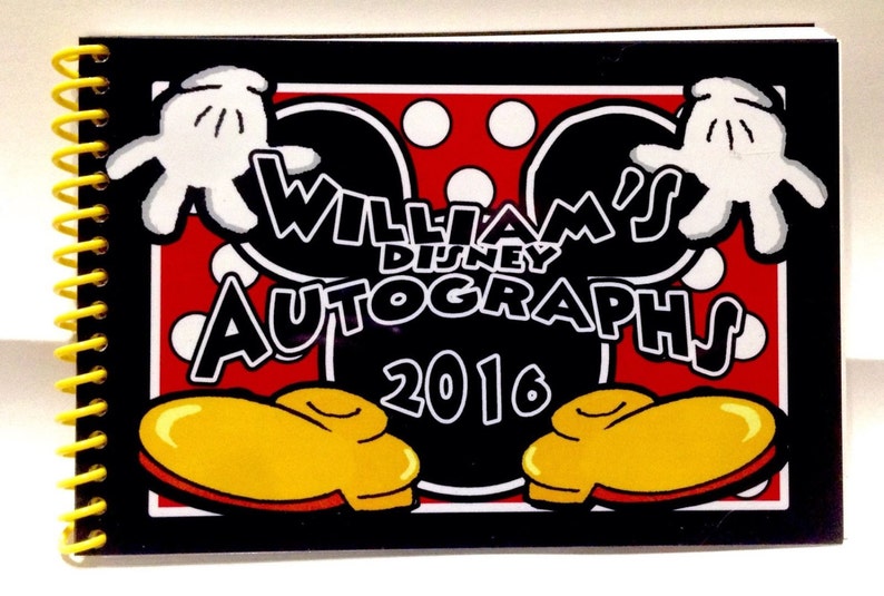 Personalized Disney Autograph Book MICKEY MOUSE Gloves and Shoes Custom Book Free Personalization 4x6 size!
