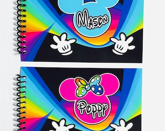 Rainbow Prism Autograph Book Personalized - Mickey or Minnie Mouse Designs - With and Without the Bow - Your choice - 4"x6" Book - 25 pages