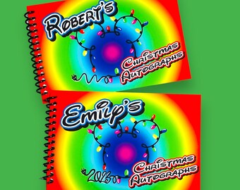 Personalized Christmas Disney Autograph Book - Mickey Mouse Lights, 4x6