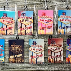 Las Vegas Girls Trip Luggage Tags - Personalized - Girls Weekend - Bachelorette Party - What Happens in Vegas - Bridesmaid Gift - Groomsman