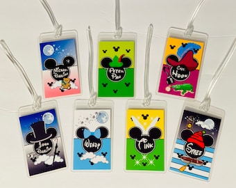 Disney luggage tags - 1 Luggage Tag - CHOICE of Personalized - Peter Pan MICKEY MOUSE, Tink, Wendy, Hook, Smee, Darling - Trip Reveal gift