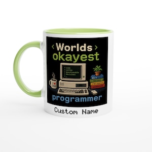 Worlds Okayest Programmer Mug - Lustige Keramik Kaffeetasse für Programmierer