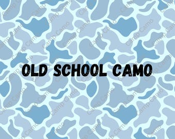 Blue Old School Camo Seamless Pattern PNG,  Duck Hunting Camouflage Design, Hunting Camo Graphic, Digital Download for Hunting & Outdoors
