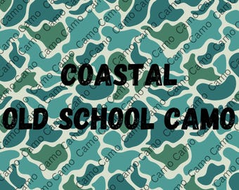 Coastal Old School Camo Seamless Pattern PNG, Duck Hunting Camouflage Design, Deep Sea Fishing Camo Graphic, Digital Download for Hunting