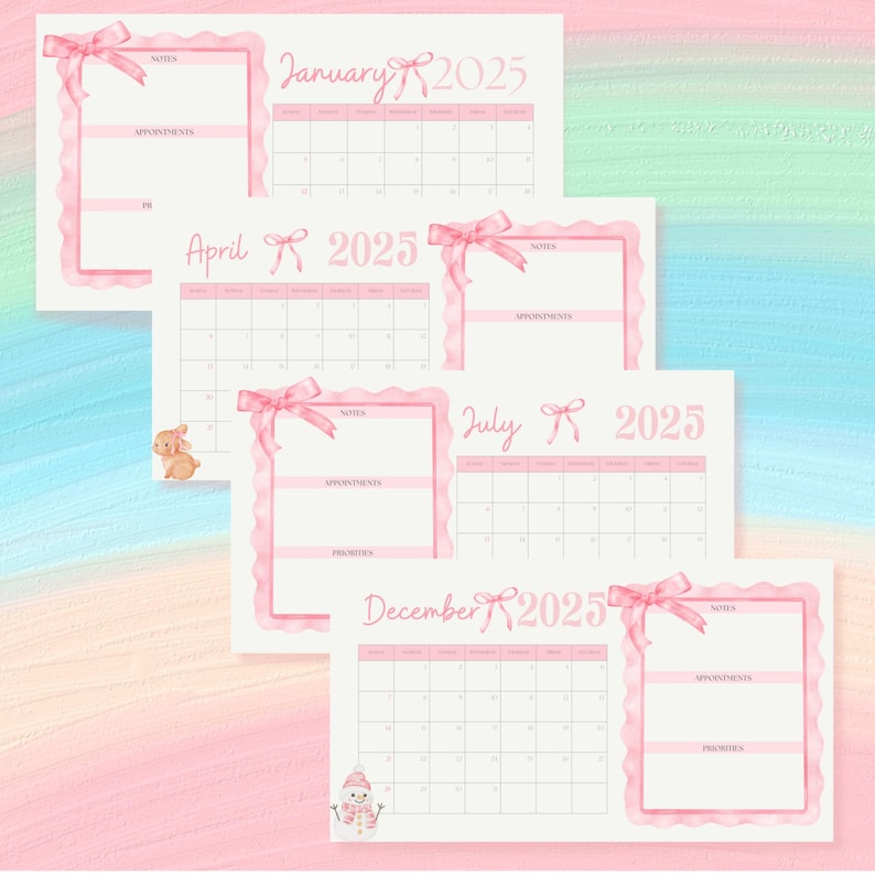 Le Calendrier 2025 Coquette : Un Rendez-vous Romantique avec le Temps