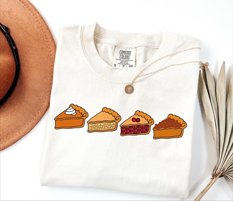 Camiseta Comfort Colors® con diseño de pastel de calabaza, camiseta de pastel de Acción de Gracias, camisetas familiares a juego con estampado de pastel, regalo de pastel de Acción de Gracias, regalo de otoño para amantes del pastel imagen 4