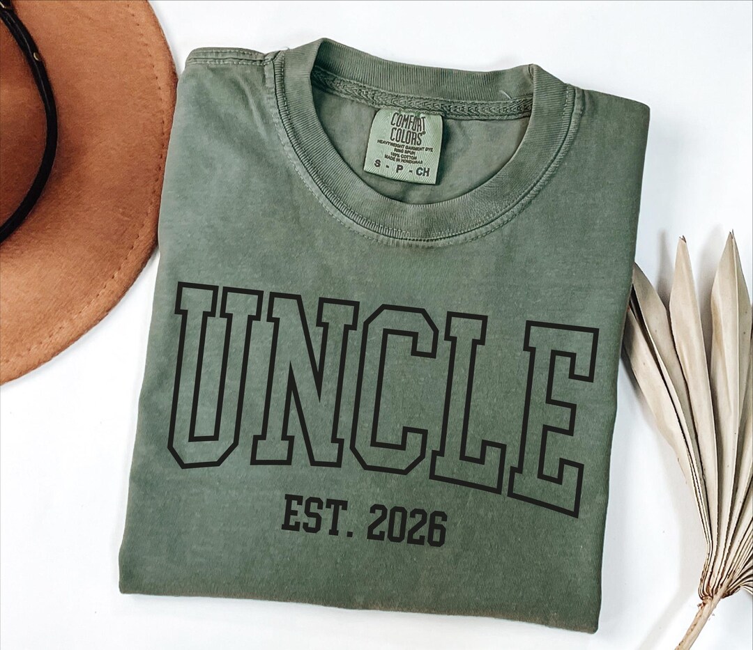 Comfort Colors® Retro Uncle EST Year Shirt, Uncle Announcement Gift ...