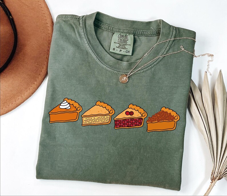 Camiseta Comfort Colors® con diseño de pastel de calabaza, camiseta de pastel de Acción de Gracias, camisetas familiares a juego con estampado de pastel, regalo de pastel de Acción de Gracias, regalo de otoño para amantes del pastel imagen 6