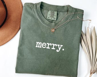 Comfort Colors® Merry Shirt: Retro Merry Christmas T-Shirt, Festive Holiday Gift