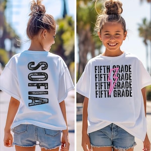 Comfort Colors® Custom Girls Fifth Grade Shirt, Fifth Grade Students Gift, Fifth Grade Girls Crewneck, Back To School, Personalized Kid Name