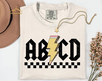 Comfort Colors® Retro ABCD Teacher Shirt, Back To School, Elementary Teacher Shirt, Teacher Appreciation Gift, Kindergarten Teacher Shirt