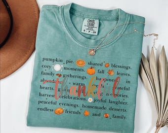 Comfort Colors® Thankful Grateful Shirt: Family Thanksgiving Tee, Thanksgiving Gift