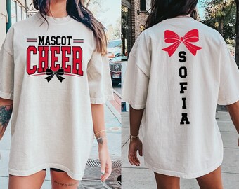 Comfort Colors® Personalized Cheer Mascot Shirt, Team Name Cheer Squad Shirt, Megaphone Shirt, Cheer Cheer Mom with Name Shirt, Cheer Shirt