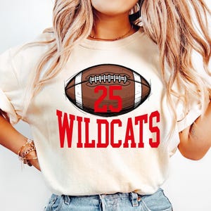Comfort Colors® Custom Football Team Name & Number Shirt, Team Mascot Shirt, School Spirit Shirt, Football Mom Gift, Personalize School Team