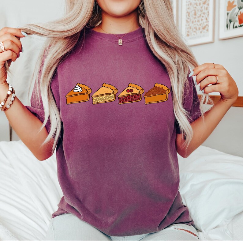 Camiseta Comfort Colors® con diseño de pastel de calabaza, camiseta de pastel de Acción de Gracias, camisetas familiares a juego con estampado de pastel, regalo de pastel de Acción de Gracias, regalo de otoño para amantes del pastel imagen 8