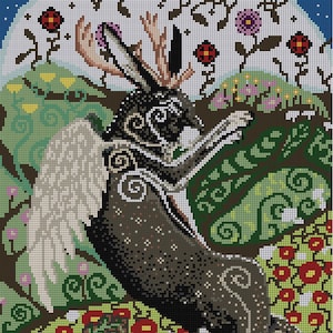 Dormir bajo la luna Wolpertinger Diagrama de punto de cruz