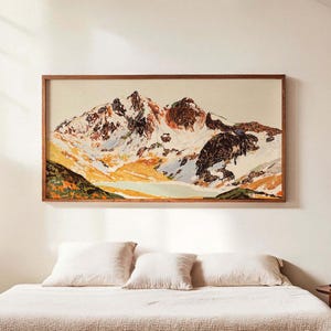Panoramic Mountain Wall Art Unframed Canvas Print Large Landscape Artwork Statement Piece Wall Decor for Living Room Bedroom Entryway