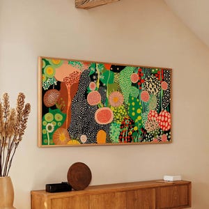 XL Abstract Floral Canvas Print Unframed Japandi Botanical Wall Art Mid Century Nature Decor for Modern Living Room Interiors