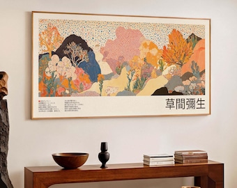 Abstract Floral Landscape Canvas Print – Extra Large Japandi Wall Art