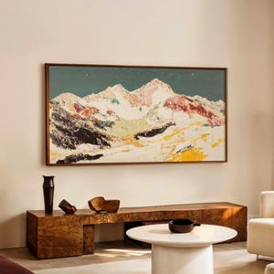 Abstract Mountain Canvas Print Unframed Extra Large Panoramic Artwork Expressionist Modern Mountain Landscape Statement Wall Decor