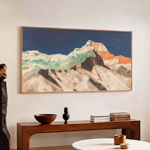 Mountain Landscape Canvas Print Unframed Extra Large Wall Art Abstract Panoramic Art Deep Blue Bold Nature Scene XL Wide Wall Decor
