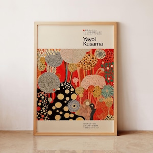 Poster ispirato a Yayoi Kusama / Stampa astratta senza cornice / Parete artistica Japandi / Arte moderna Polk / Poster di Yayoi Kusama / Poster di metà secolo